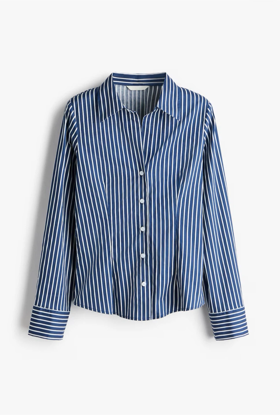 H&M Striped Button-Up Shirt - Blue/White, Size XS