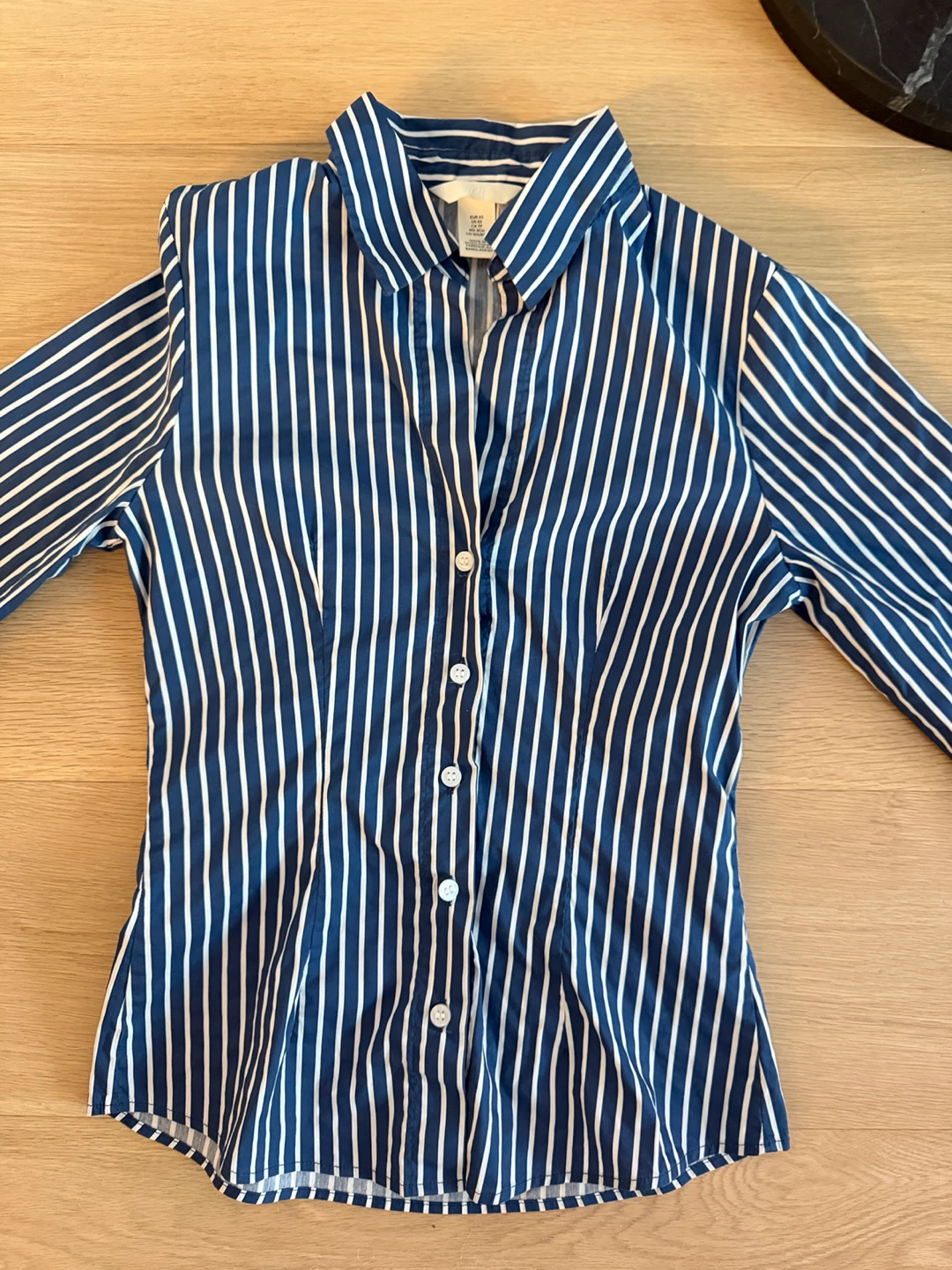H&M Striped Button-Up Shirt - Blue/White, Size XS - photo 4