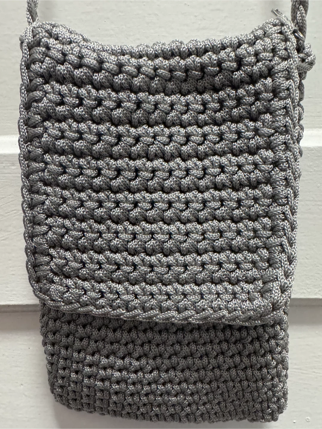 Crocheted Grey Crossbody Bag