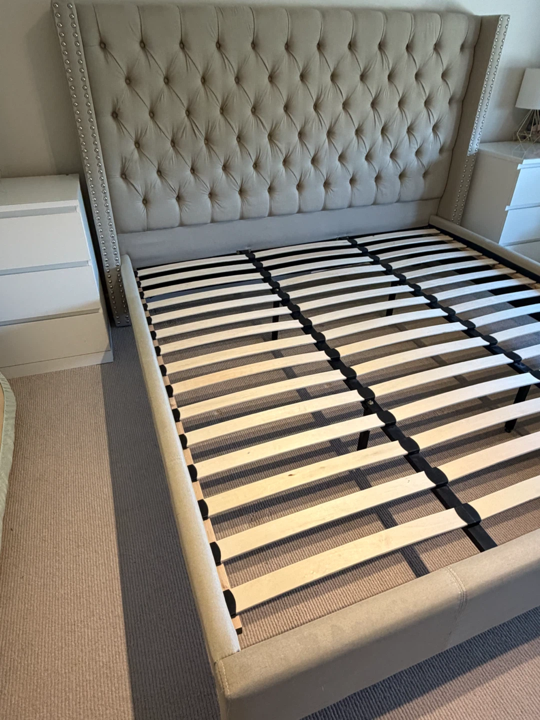 King Tufted Upholstered Bed Frame with Memory Foam Mattress - photo 2