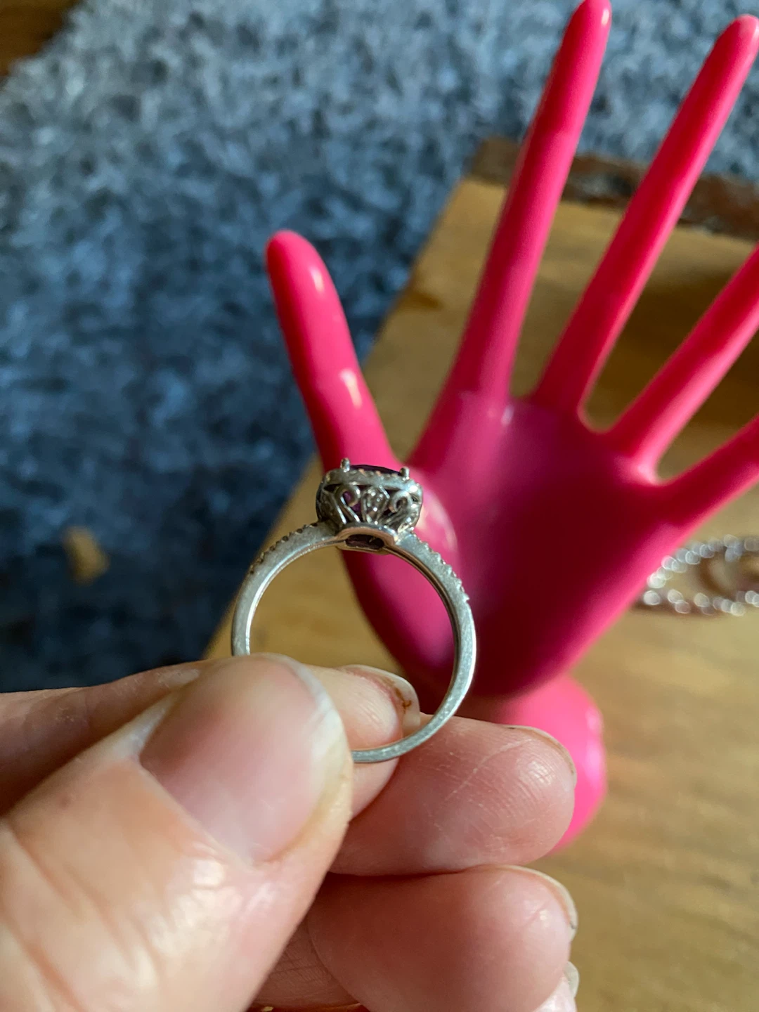 Silver Square Cut Purple Stone Ring - photo 2