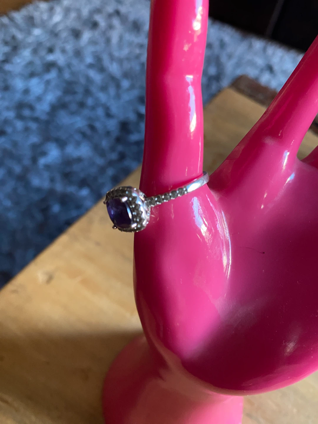 Silver Square Cut Purple Stone Ring - photo 3