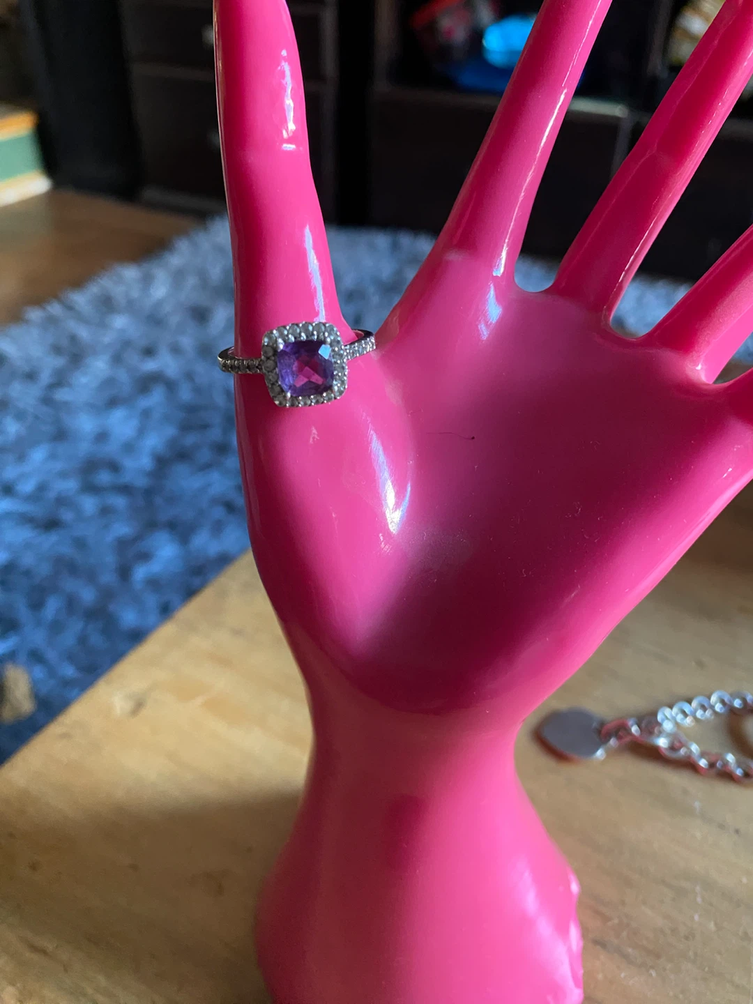 Silver Square Cut Purple Stone Ring - photo 4