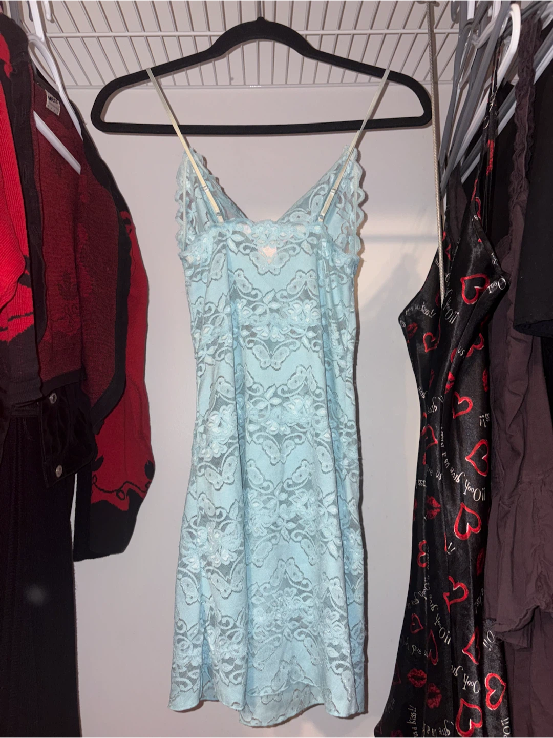 la vie en rose blue lace butterfly slip dress - photo 2