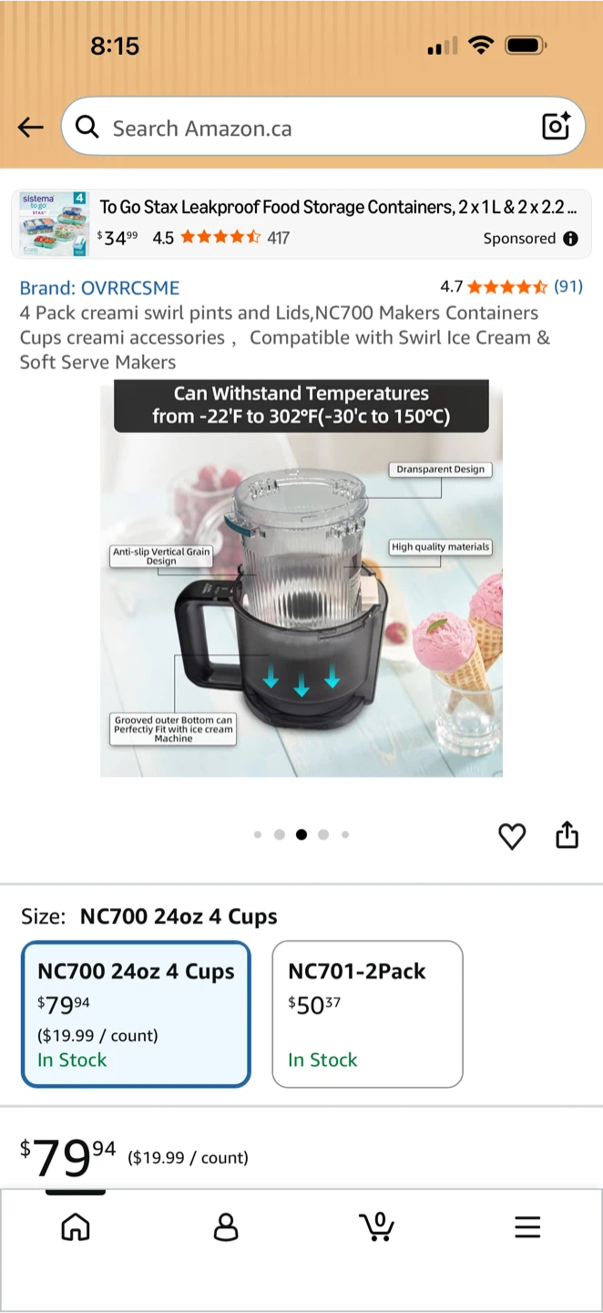 Ninja NC700 24oz Ice Cream Maker Cups (4 Pack) - photo 5
