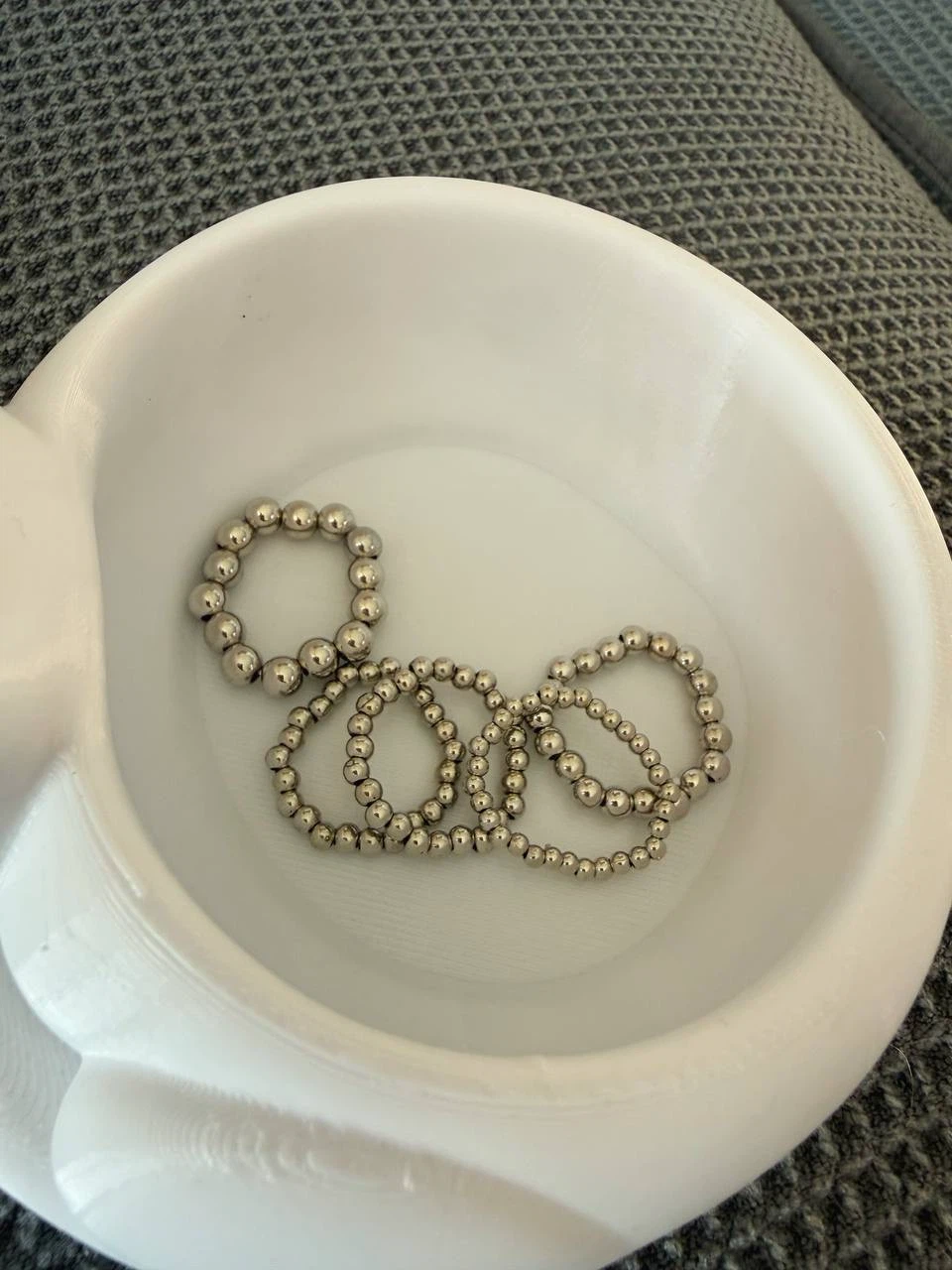 Silver Beaded Stacking Ring Set (5 Rings) - photo 2