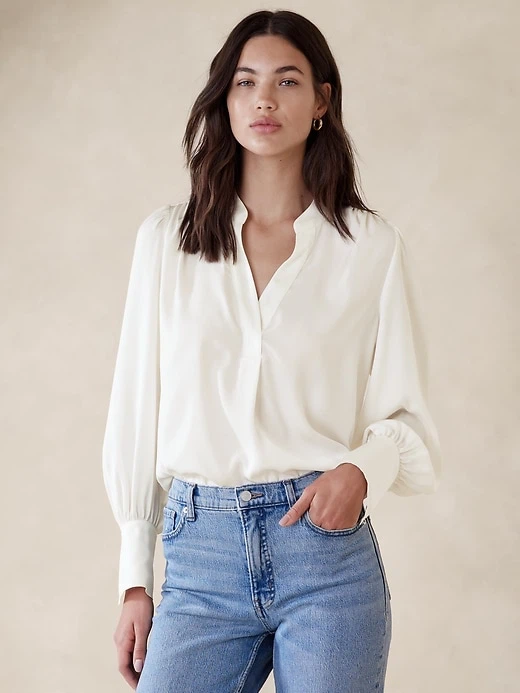 Banana Republic White Blouse Size S