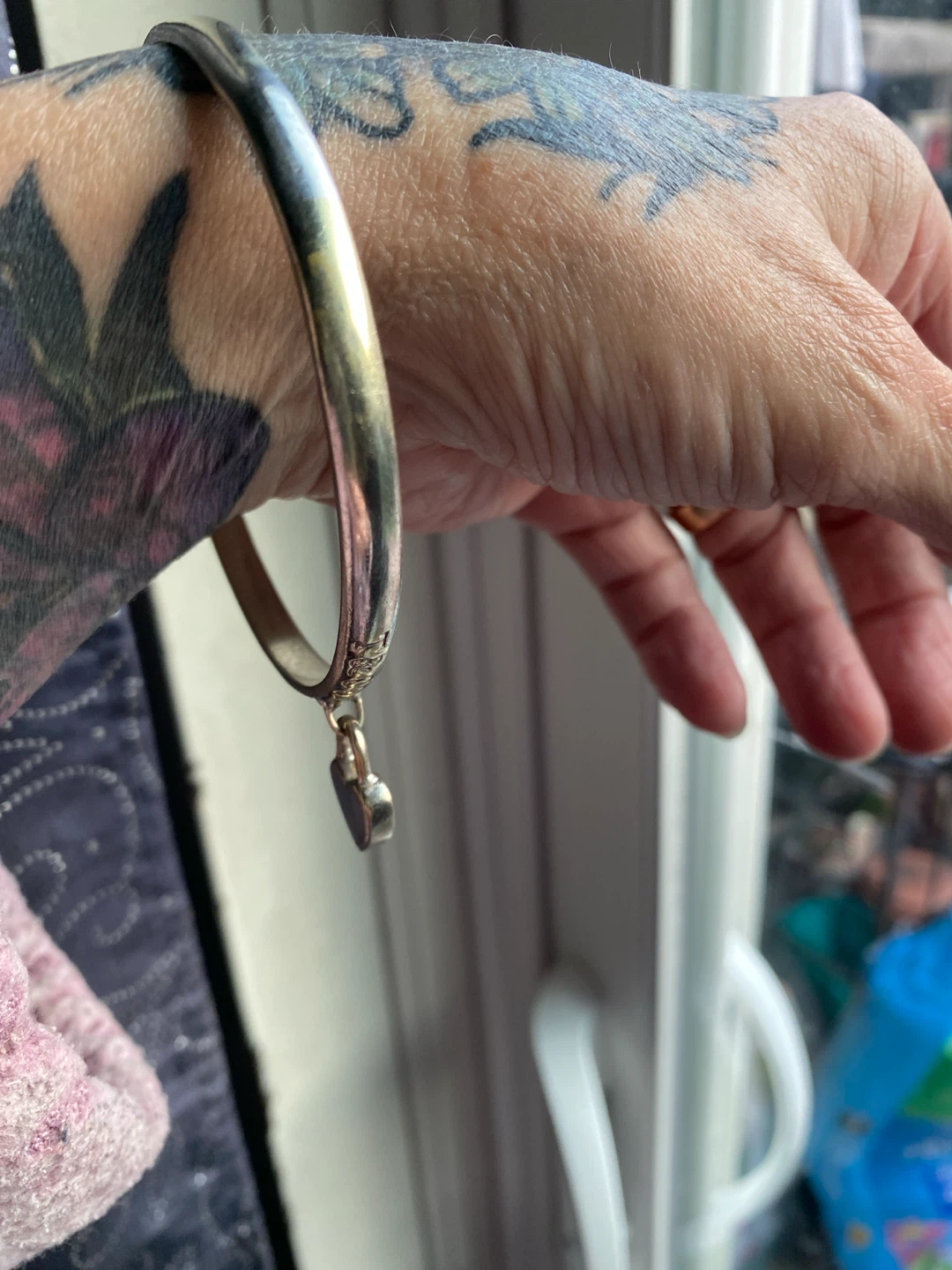 Tiffany & Co. Sterling Silver Heart Charm Bangle