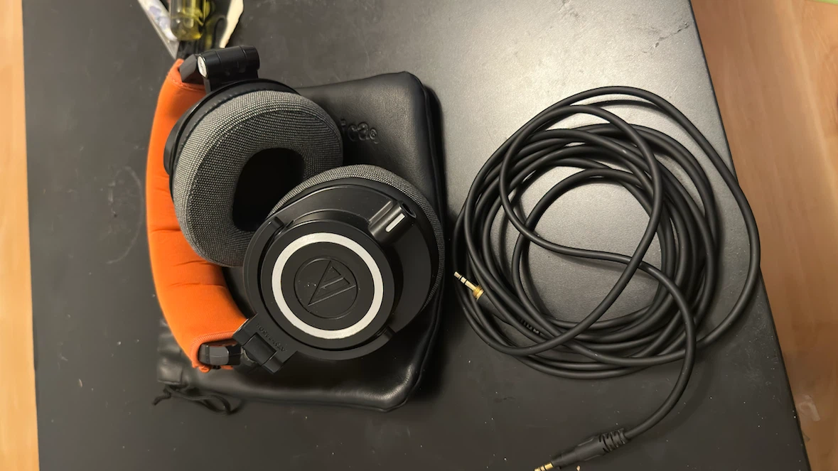 Audio-Technica ATH-M50x Headphones with Orange Headband Cover