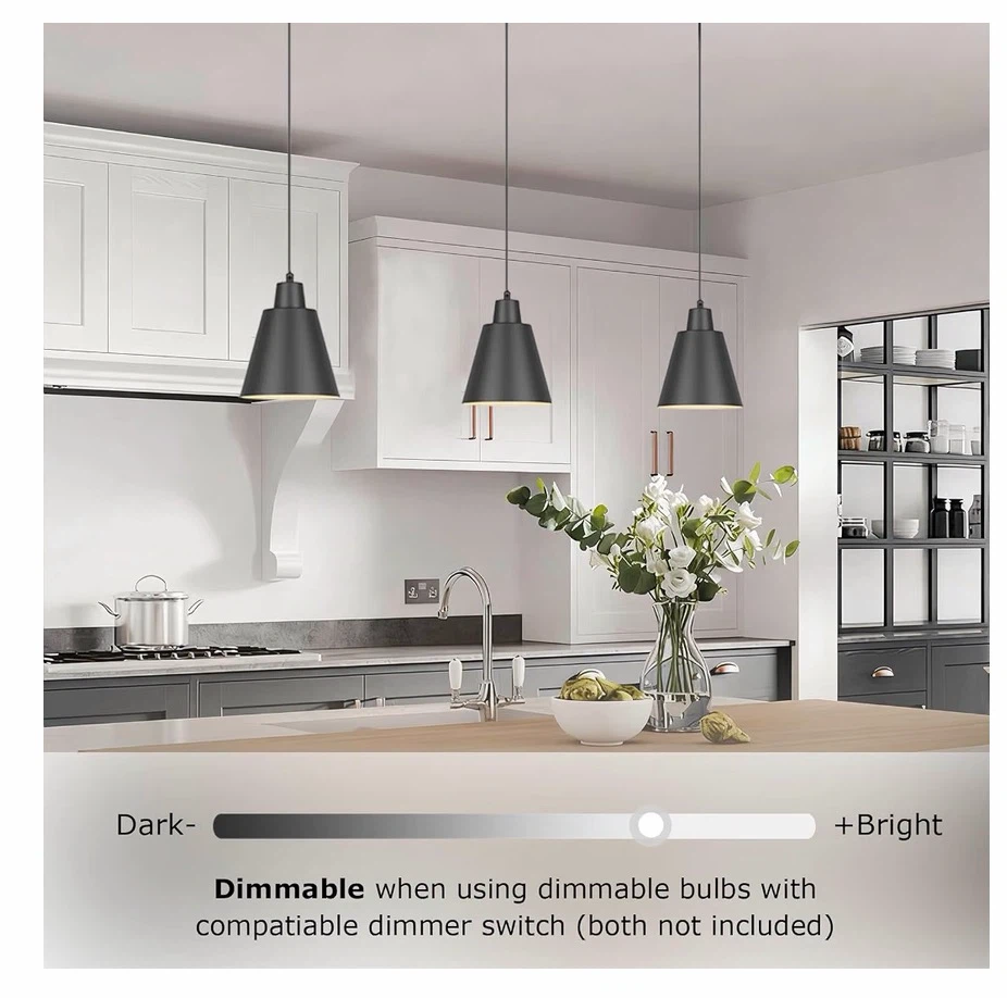 New Metal Black 3 Pack Pendant Lights Fixture - photo 3