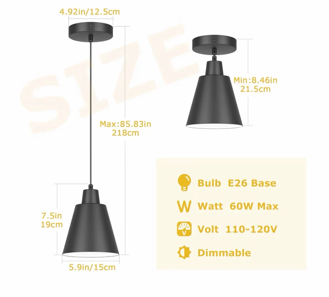 New Metal Black 3 Pack Pendant Lights Fixture - photo 5