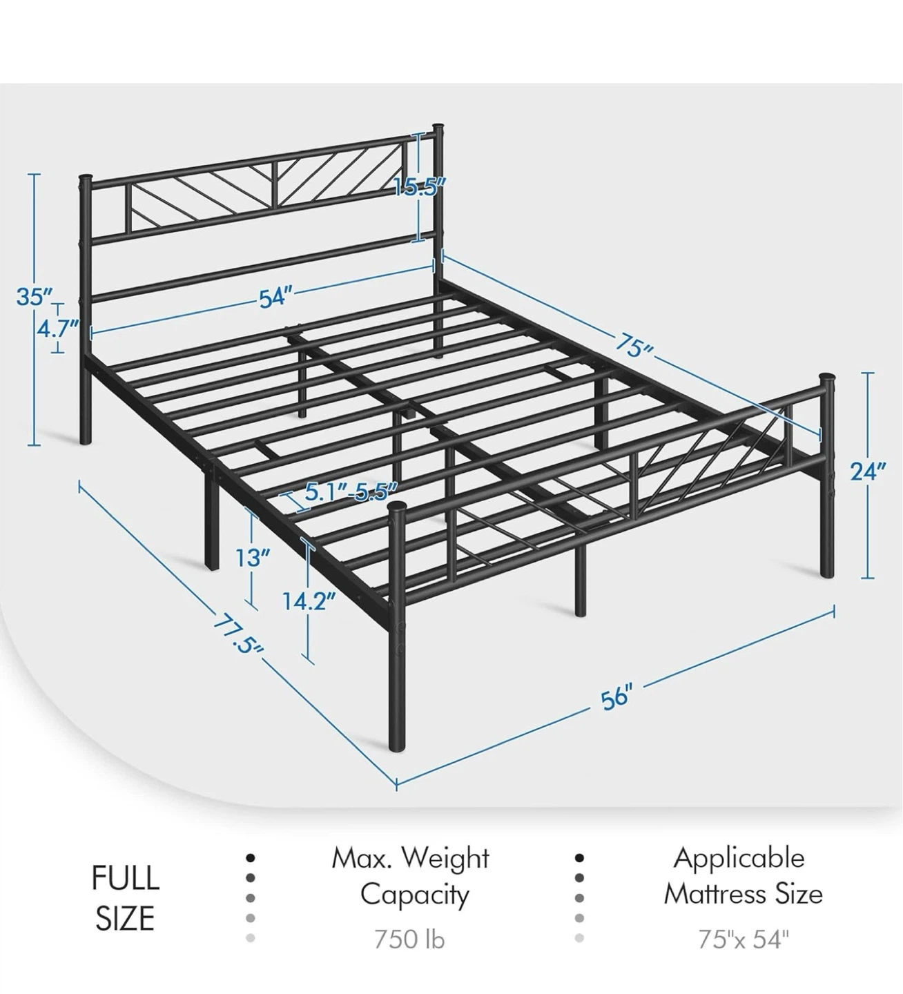 Black Metal Full Size Bed Frame - photo 2