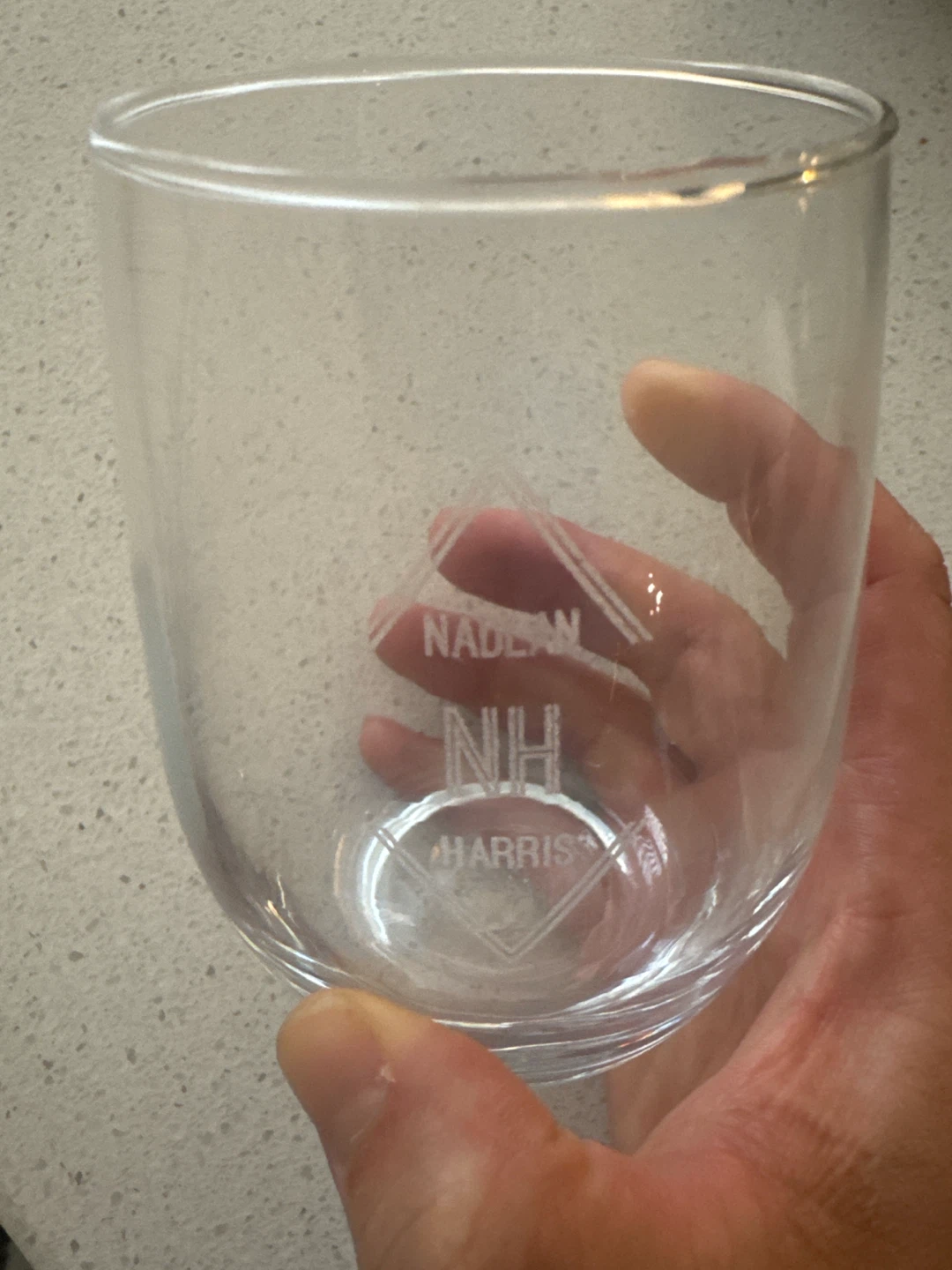 Set of 2 Stemless Wine Glasses - "HADLAN NH MORRIS" - photo 2