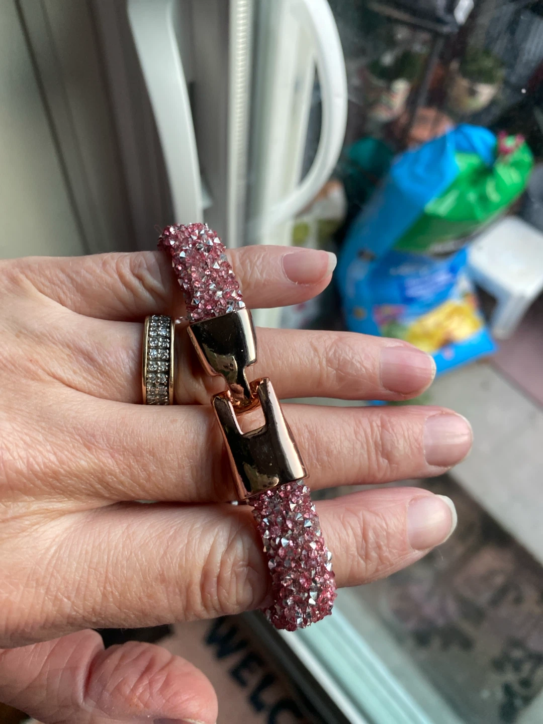 Sparkly Pink Crystal Bracelet with Rose Gold Clasp - photo 2