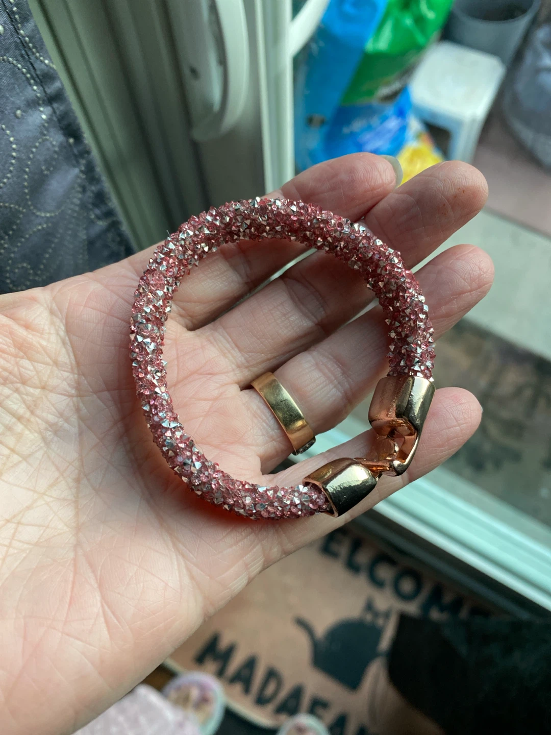 Sparkly Pink Crystal Bracelet with Rose Gold Clasp - photo 3