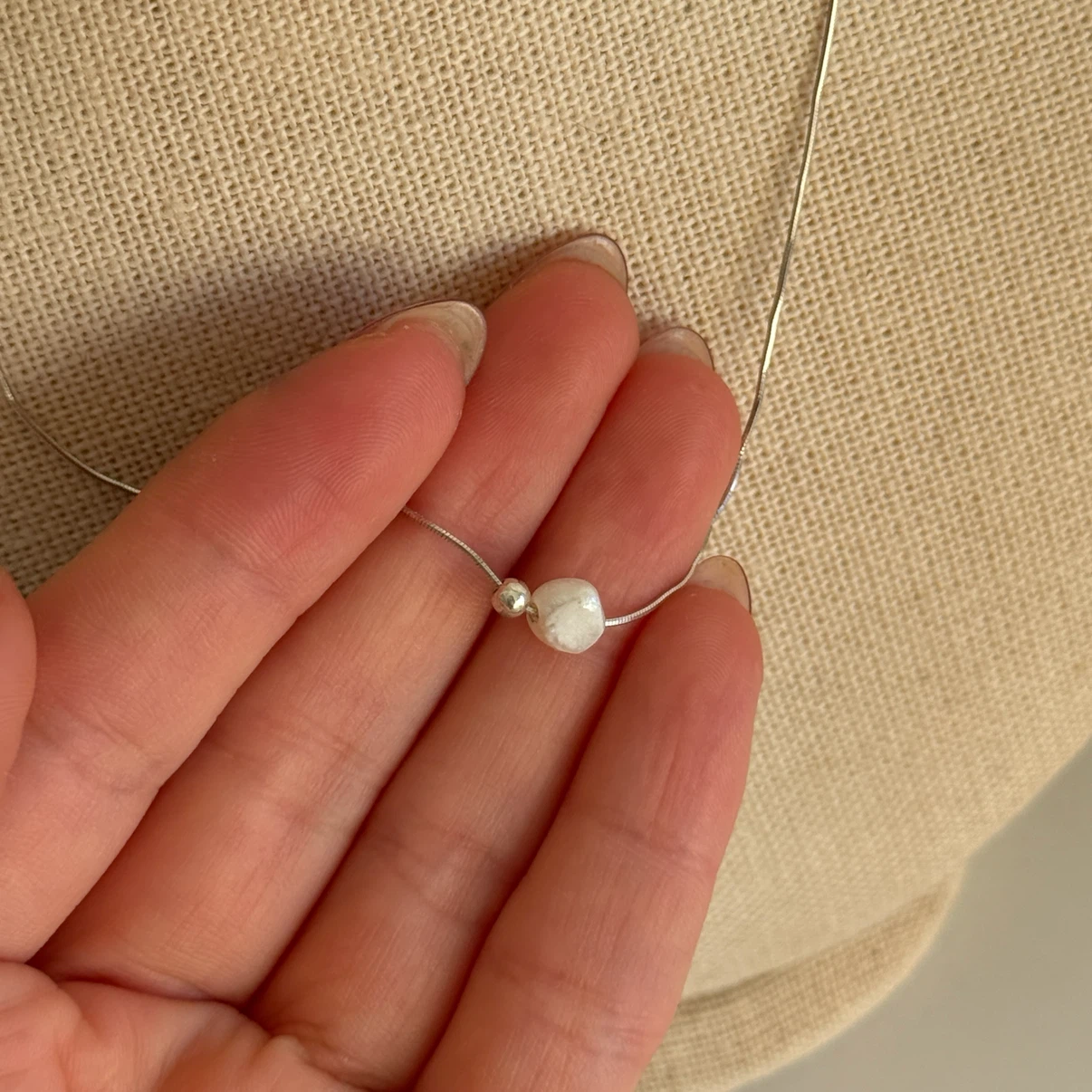Sterling Silver Chain Necklace with Fresh Water Pearl - photo 2
