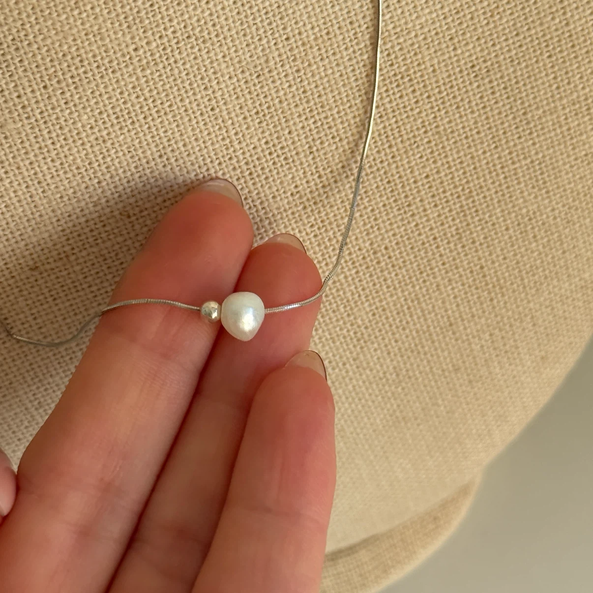 Sterling Silver Chain Necklace with Fresh Water Pearl - photo 3