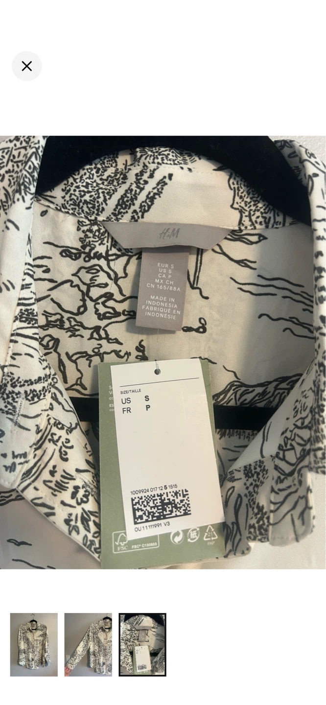 H&M Landscape Print Button-Up Shirt - Size S - photo 3