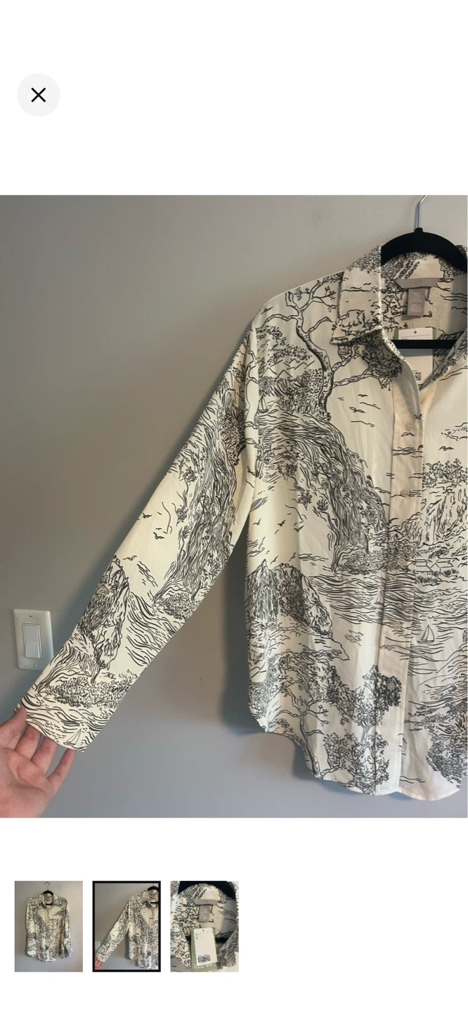H&M Landscape Print Button-Up Shirt - Size S - photo 2