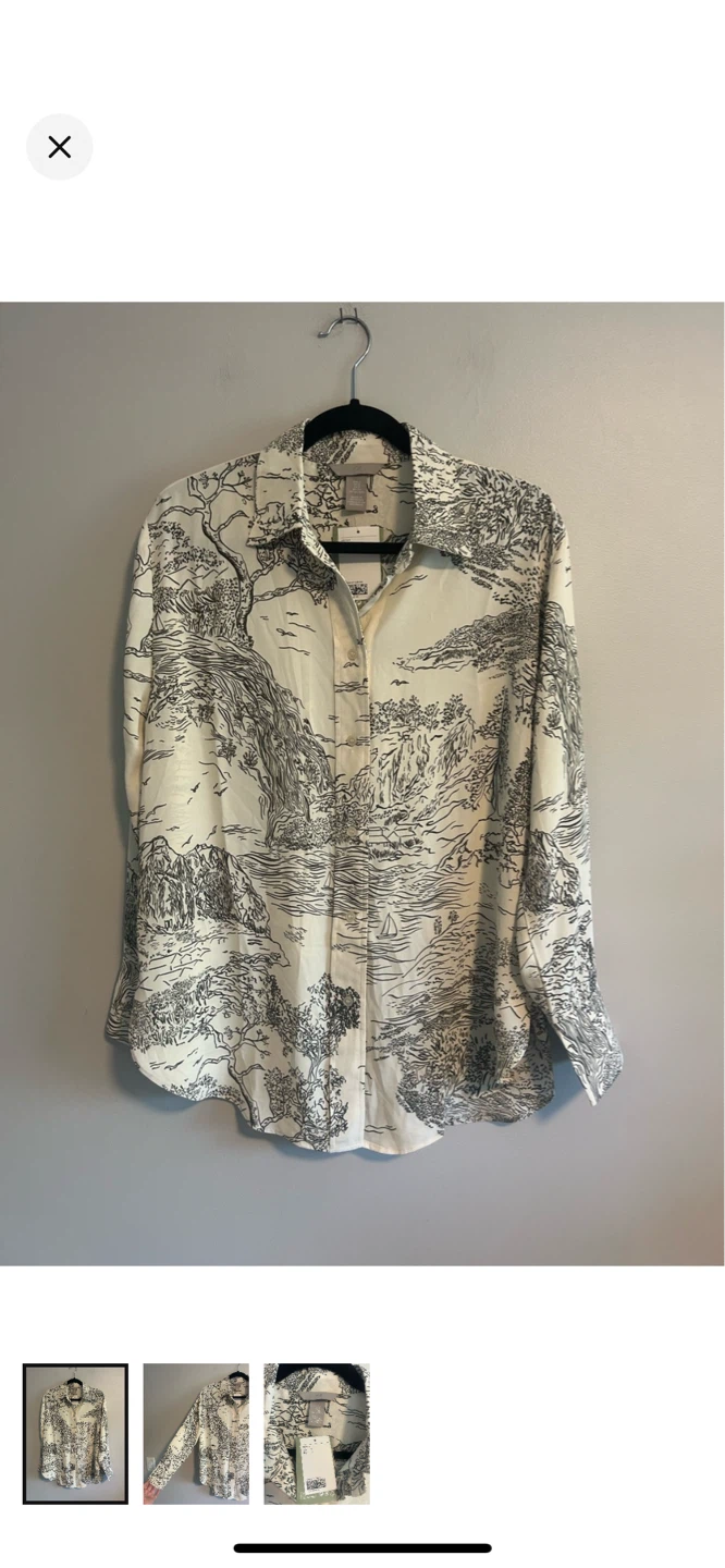 H&M Landscape Print Button-Up Shirt - Size S