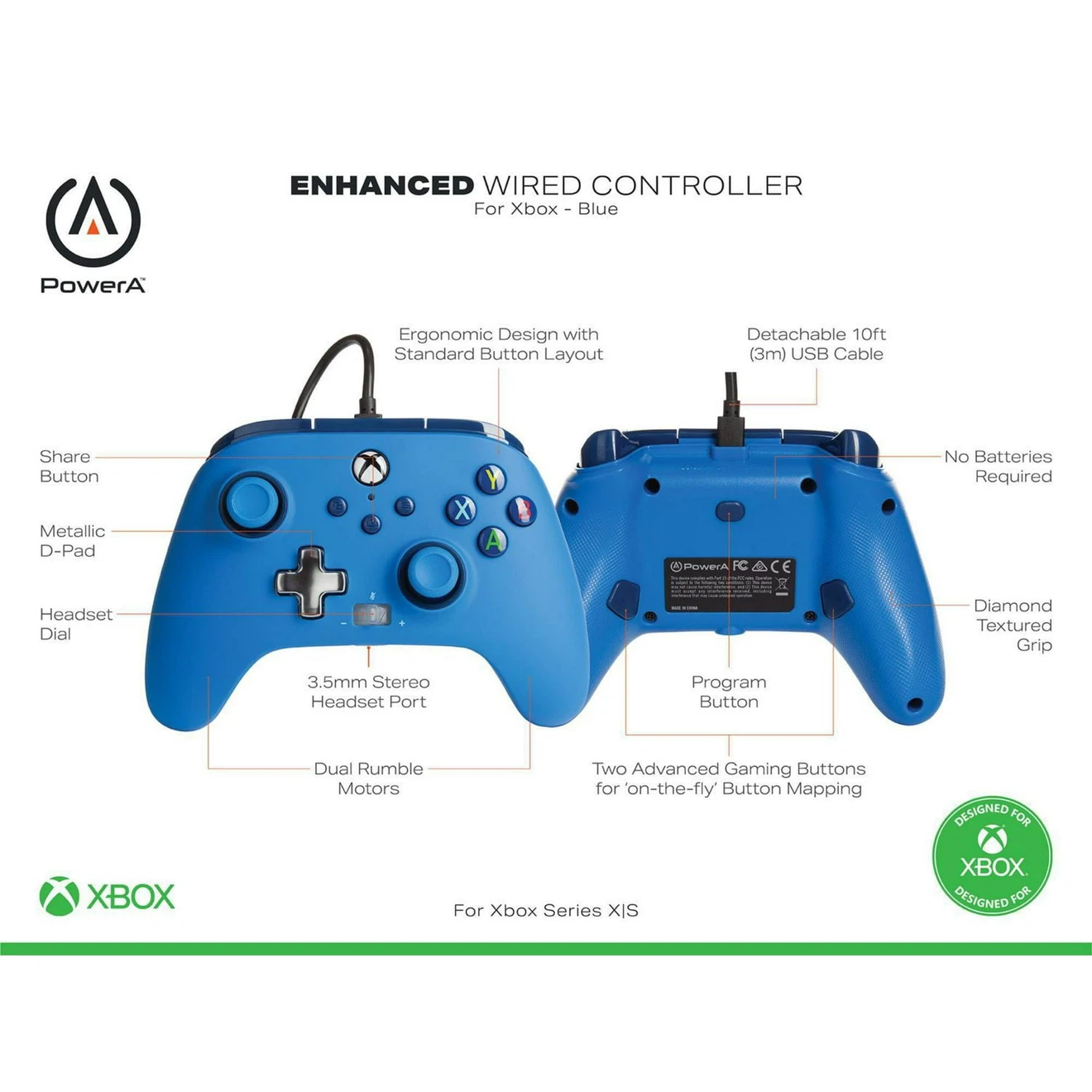 PowerA Enhanced Wired Controller for Xbox - Blue - photo 4