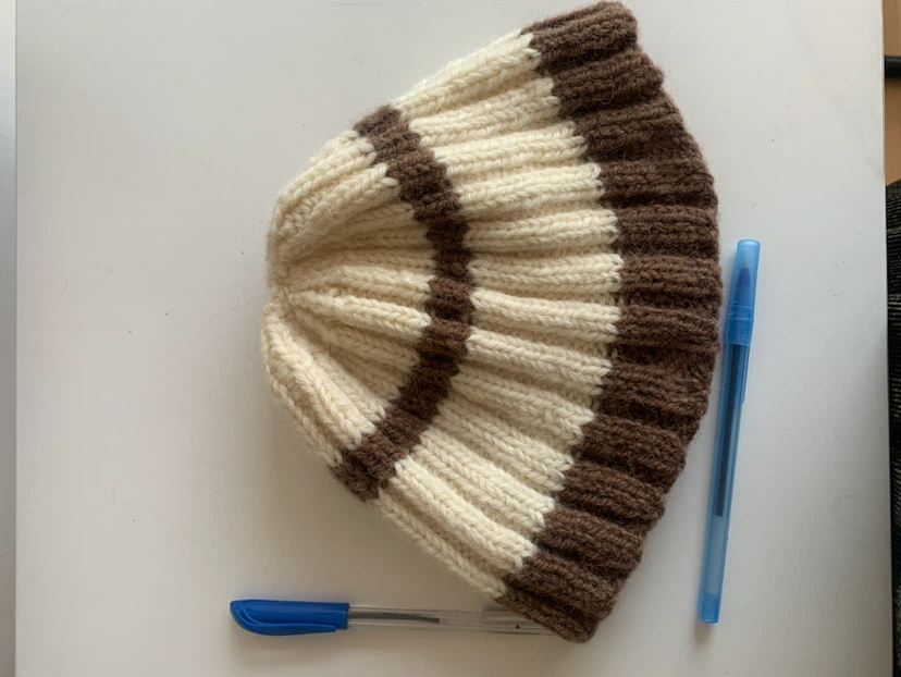 Hand-Knitted Striped Beanie and Scarf Set - photo 3