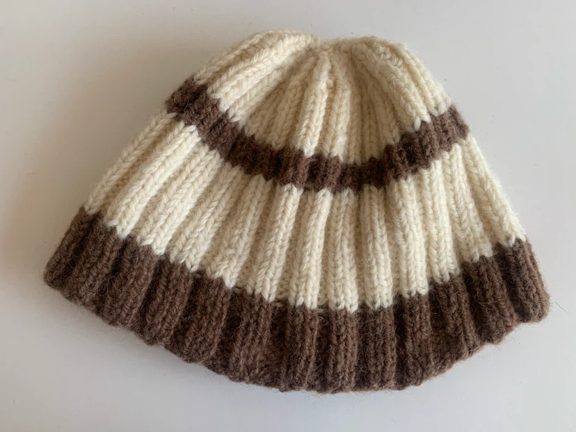 Hand-Knitted Striped Beanie and Scarf Set - photo 5