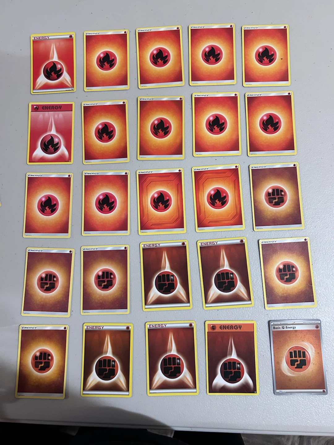 Pokemon Fire and Fighting Energy Cards