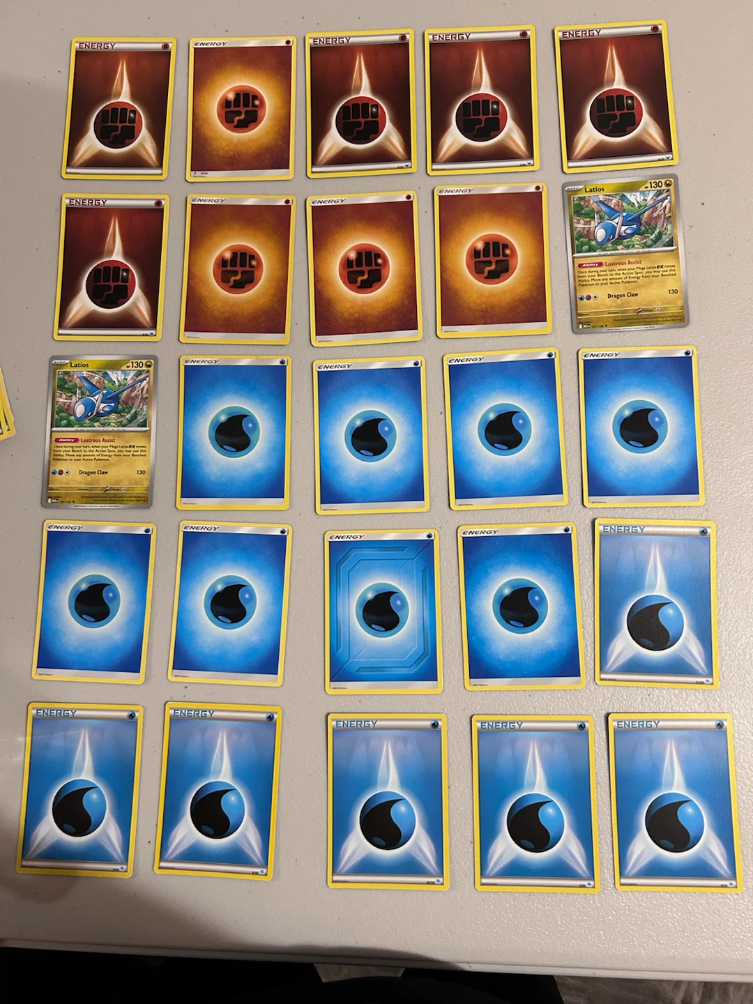 Pokemon Latios EX Card with Energy Cards