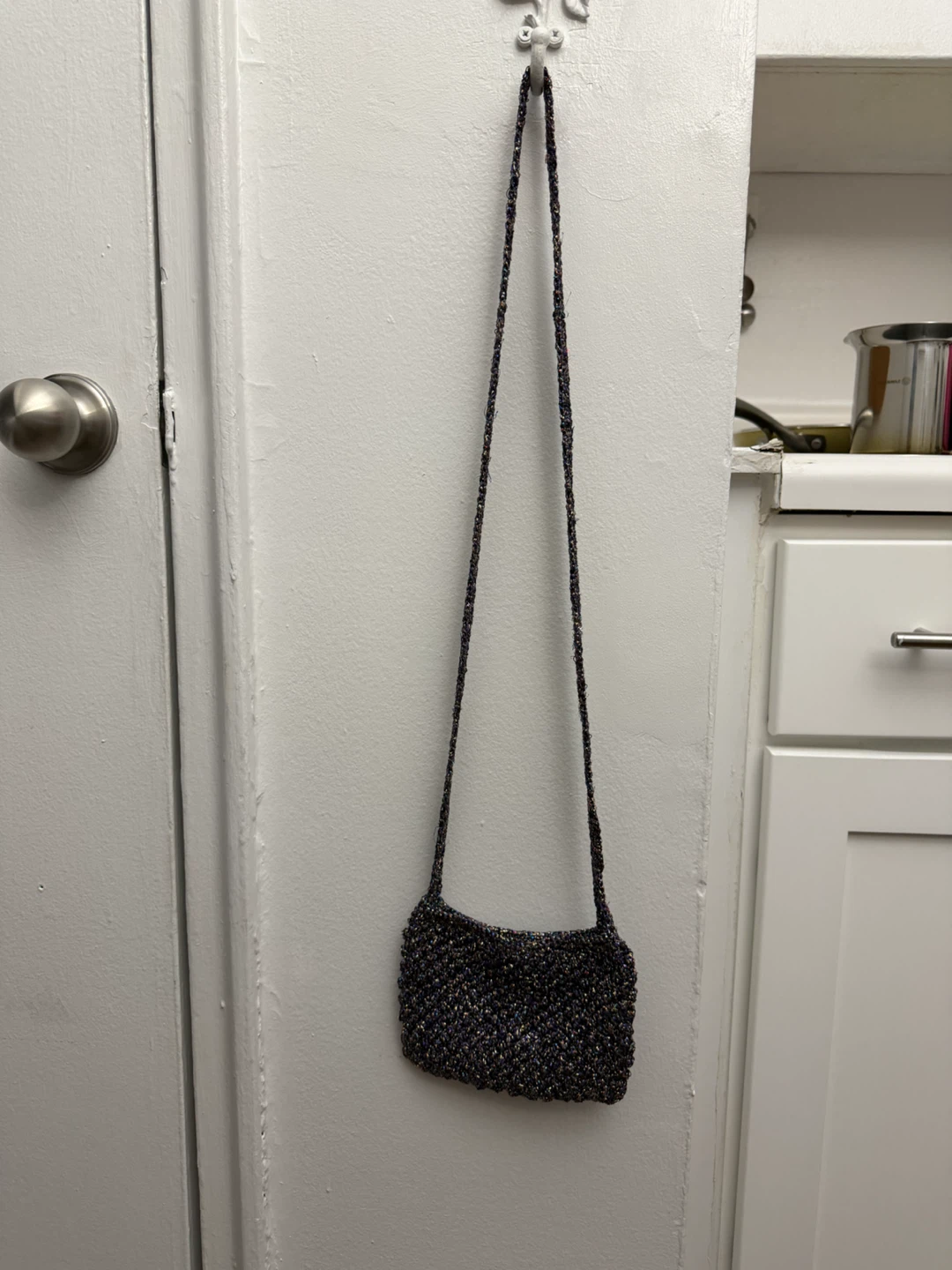 Crocheted Sparkly Small Shoulder Bag