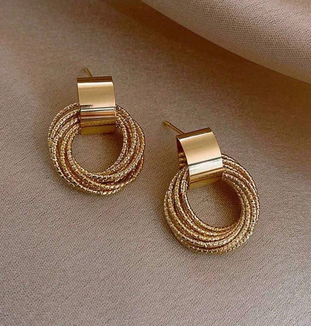 Gold-Colored Multi-Hoop Drop Earrings