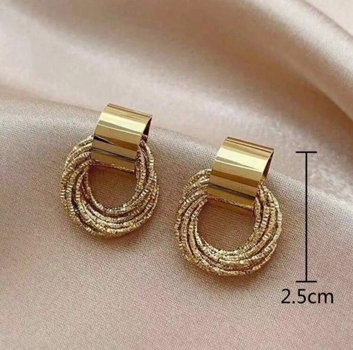Gold-Colored Multi-Hoop Drop Earrings - photo 3