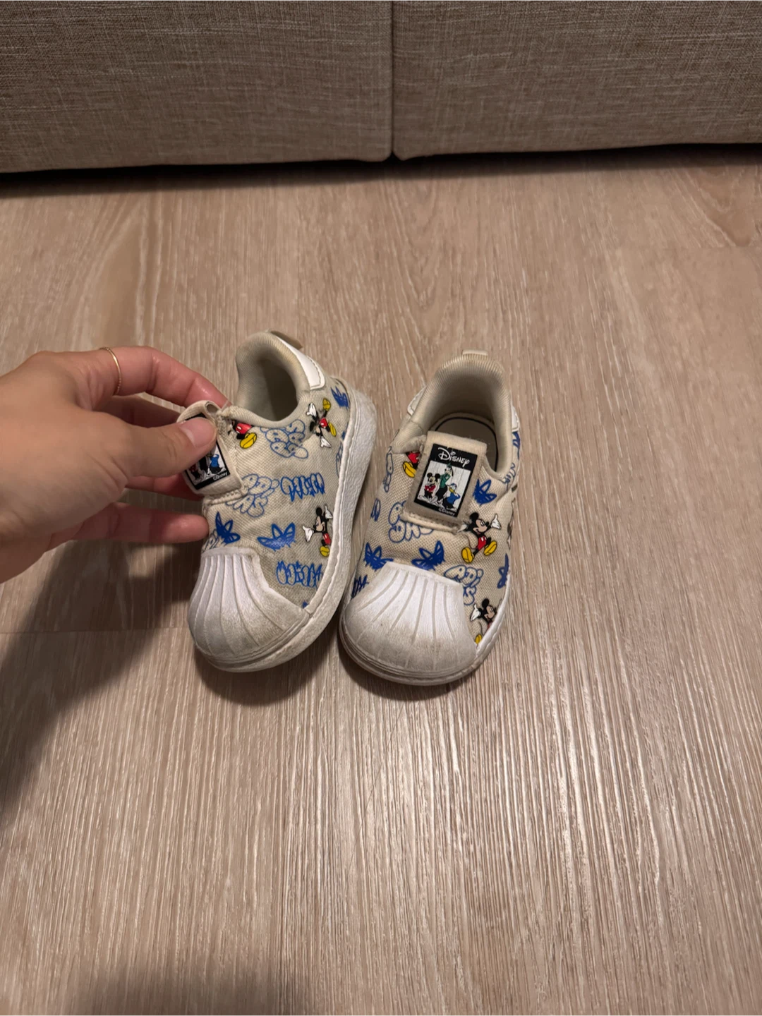Adidas mickey mouse slip on