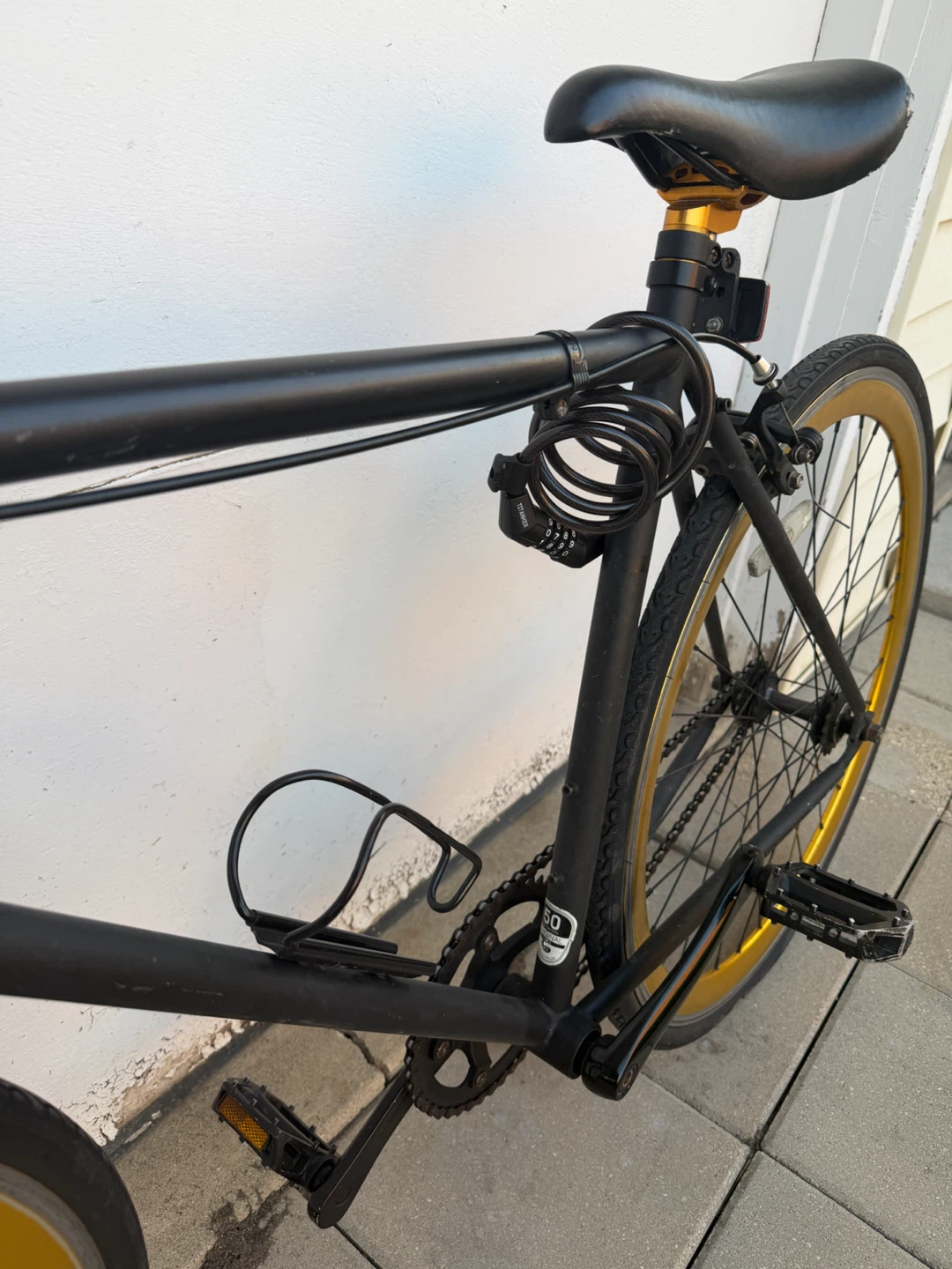 Black Single-Speed Bike with Yellow Rims - photo 5