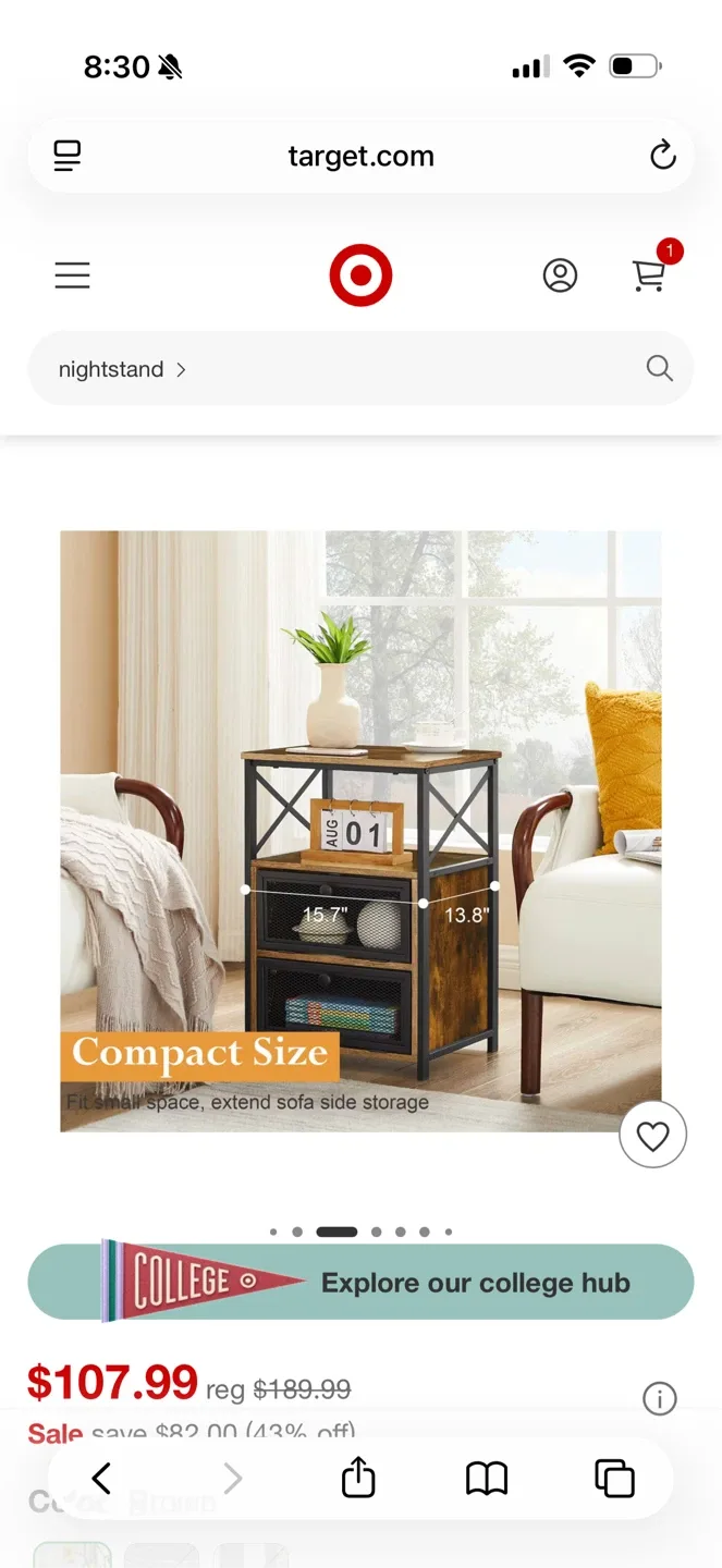 (New Unopened Box) Industrial Style Nightstand