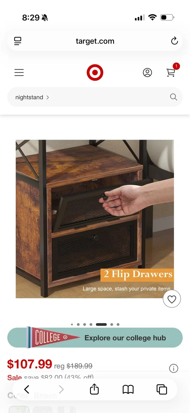(New Unopened Box) Industrial Style Nightstand - photo 2