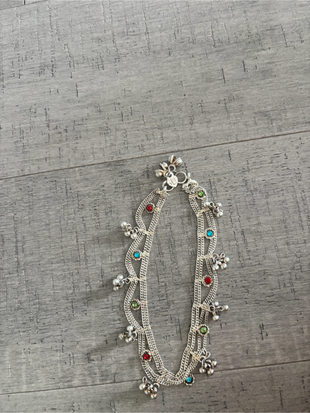 Silver-tone Anklets with Coloured Beads and Bells - photo 4
