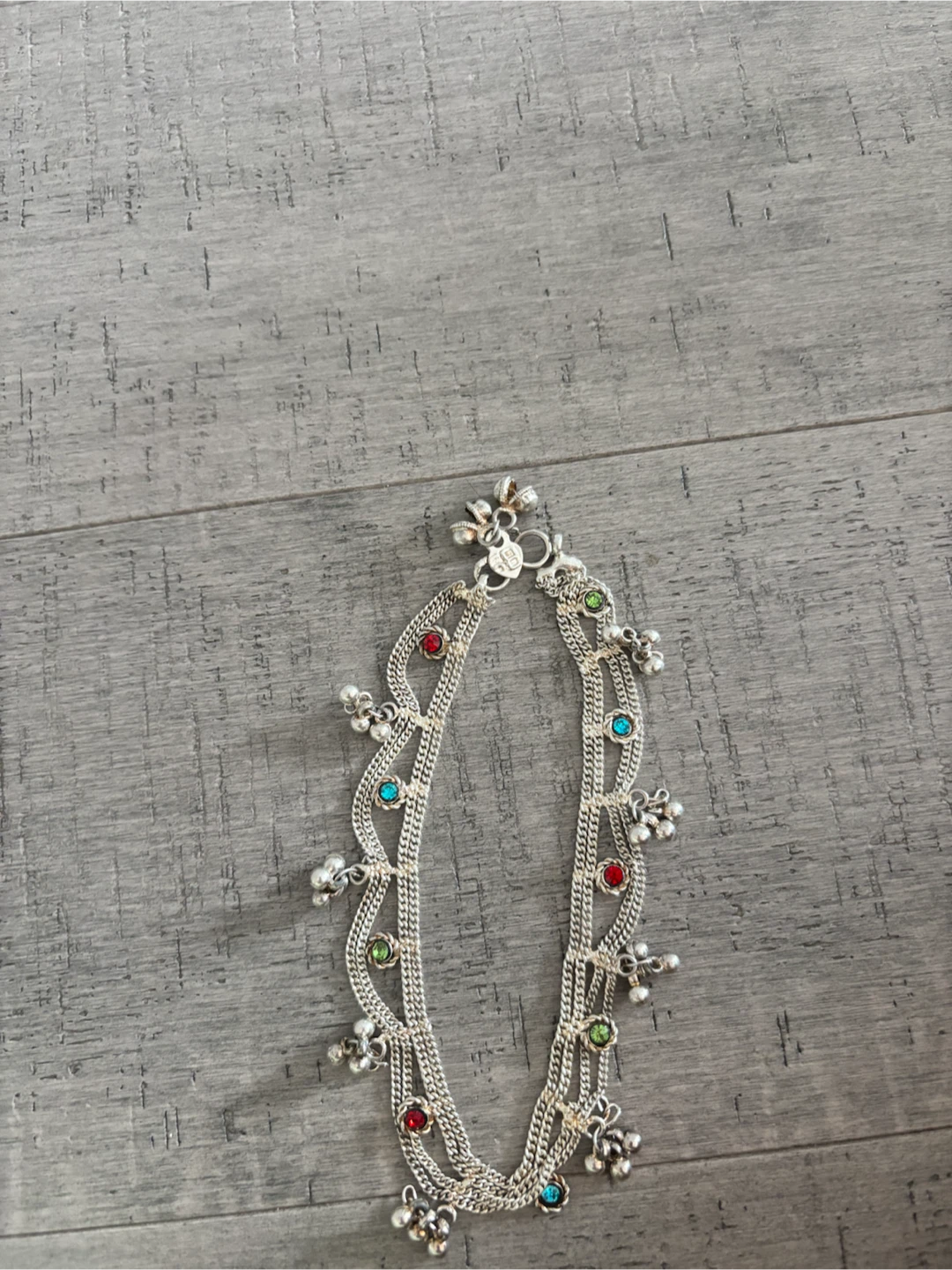 Silver-tone Anklets with Coloured Beads and Bells - photo 5