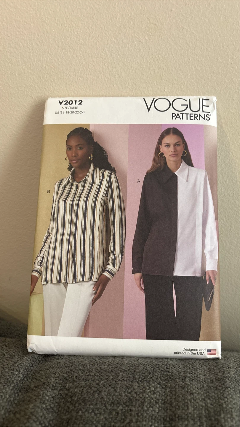 Vogue Shirt Sewing Pattern Sizes 18-24