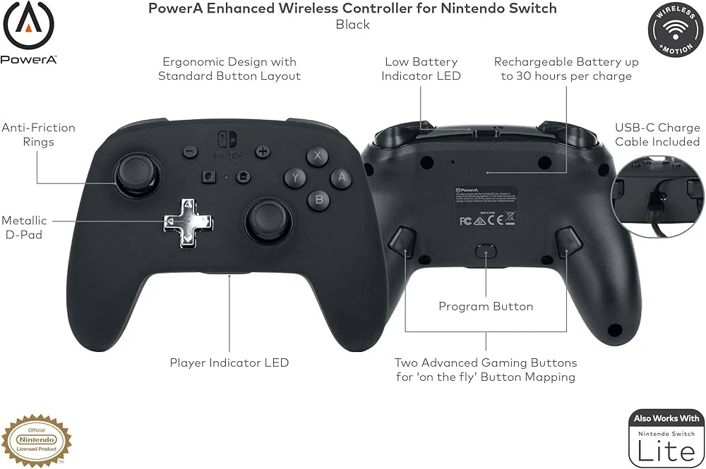 PowerA Enhanced Wireless Controller for Nintendo Switch - Black - photo 2