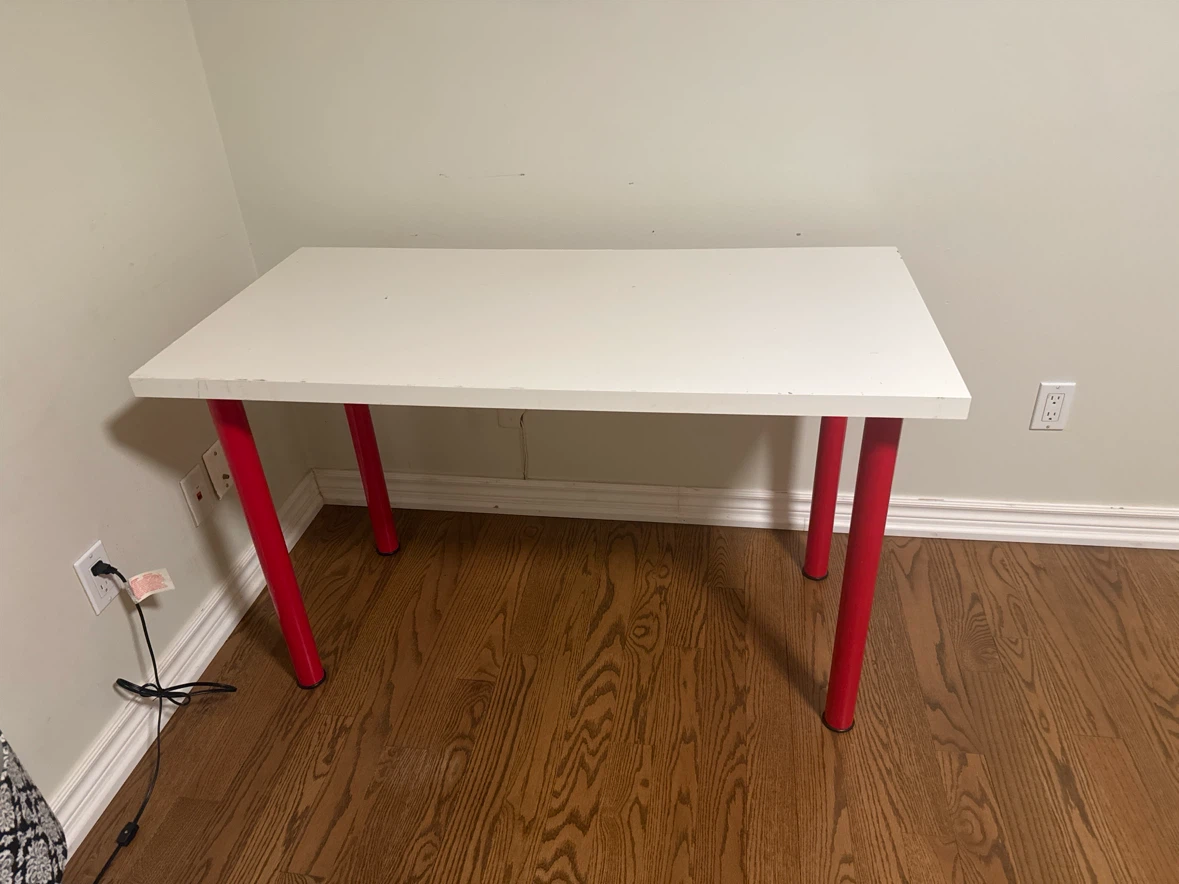IKEA White Desk with Red Legs