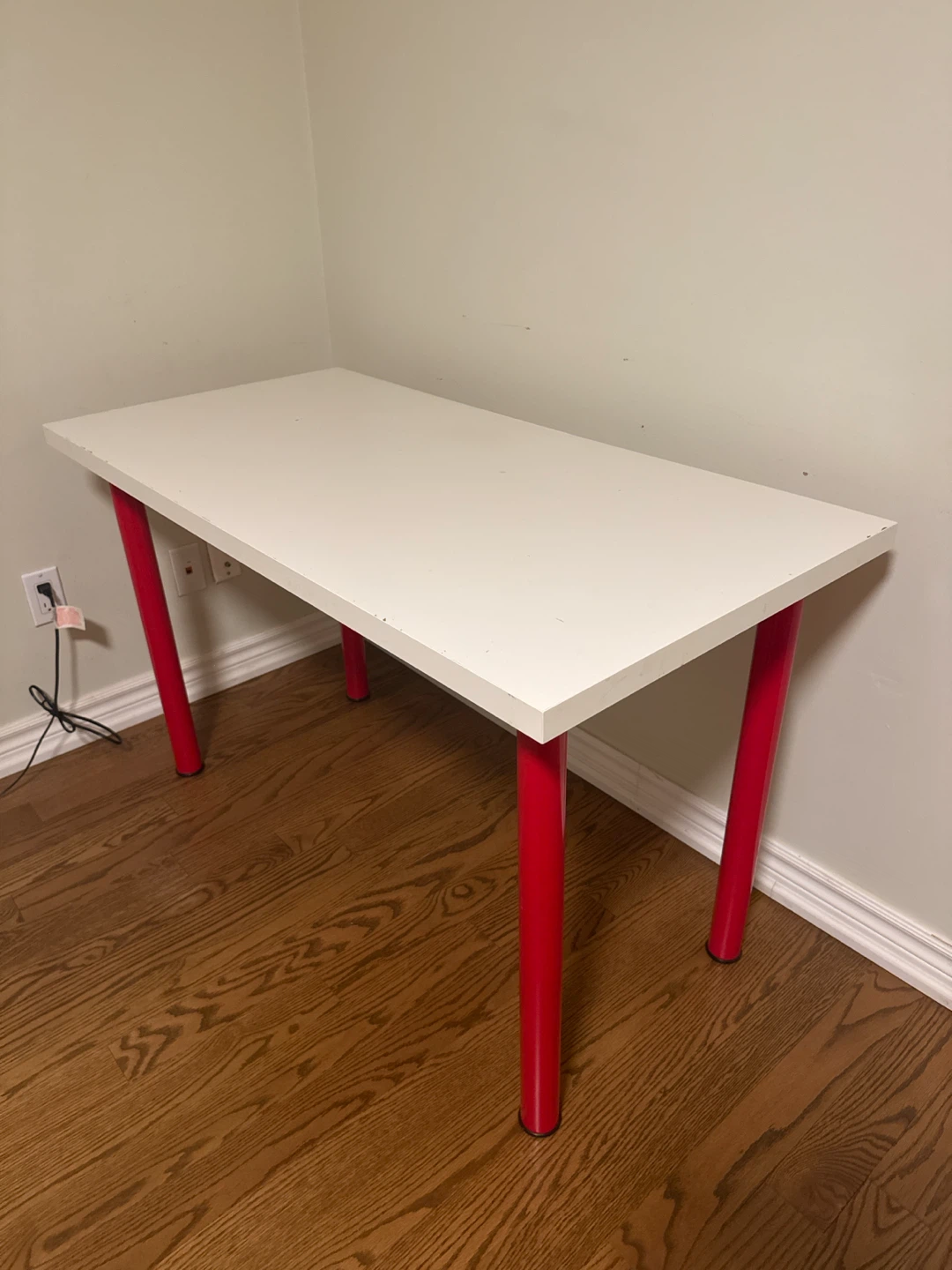 IKEA White Desk with Red Legs - photo 3