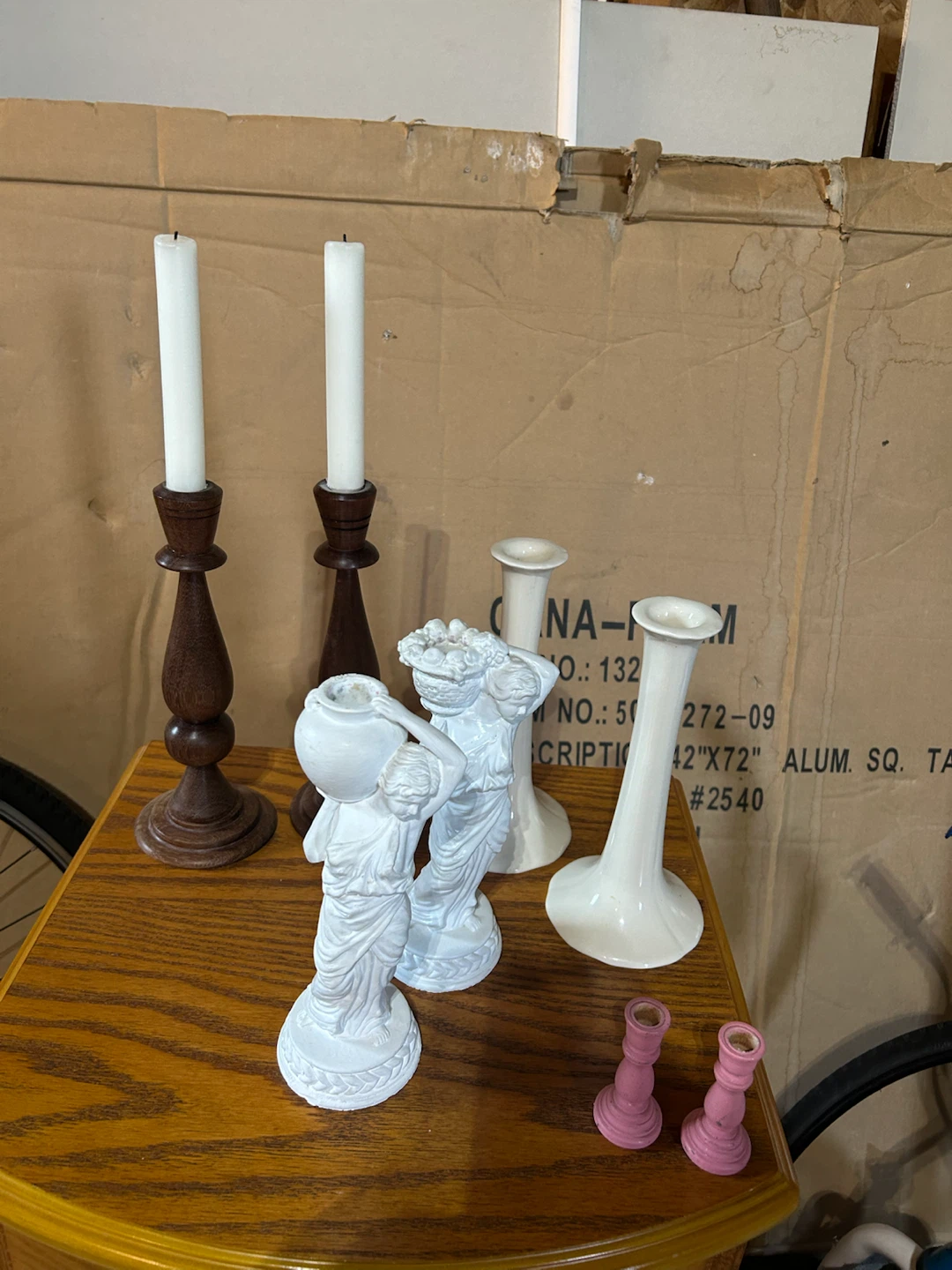 ASSORTED TAPER CANDLE HOLDERS & CANDLES (READ LISTING)