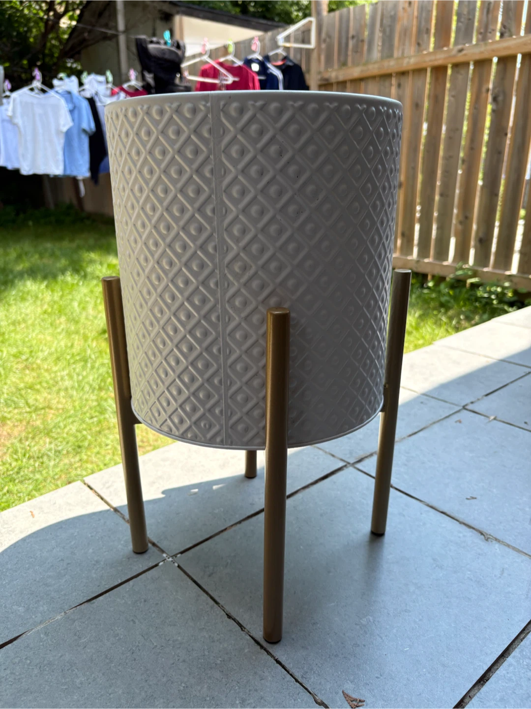 NEW Modern Mid Century Planter with Stand – White & Gold - photo 3