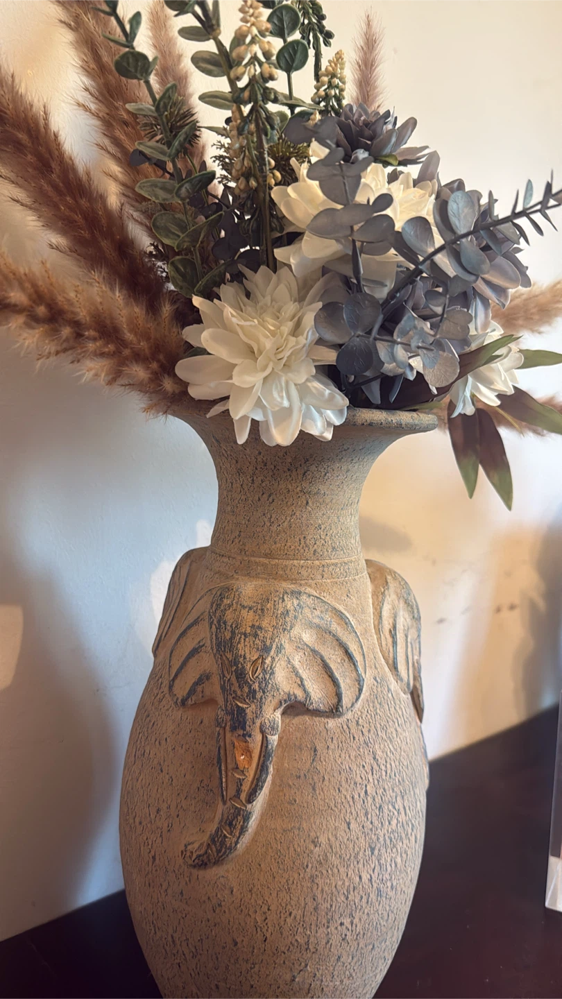 Decorative Vase with Faux Floral Arrangement check more pictures - photo 2