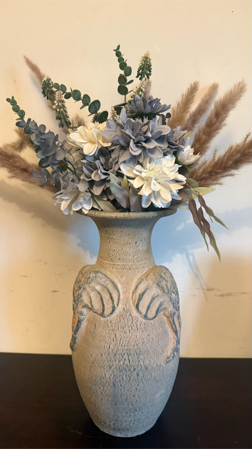 Decorative Vase with Faux Floral Arrangement check more pictures - photo 3