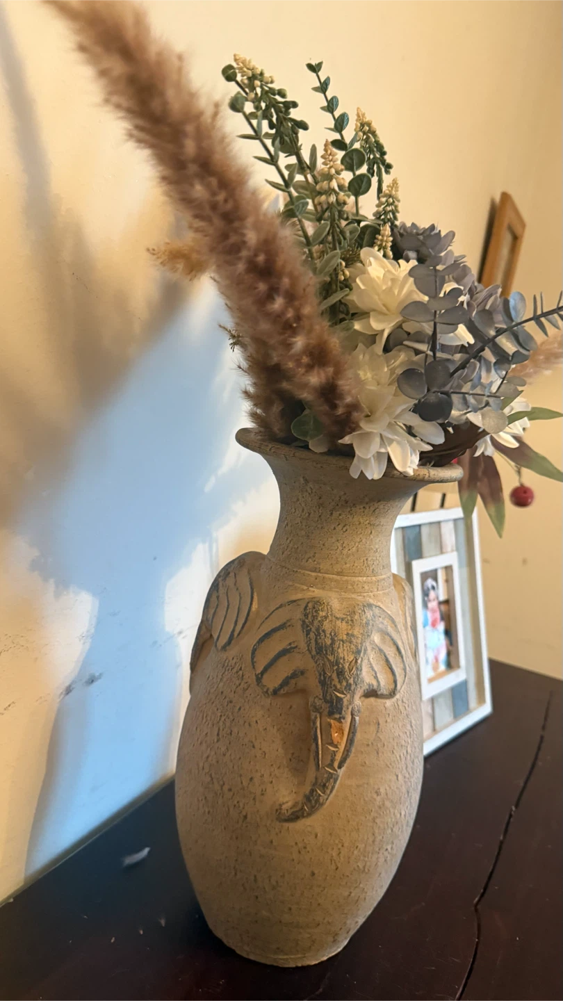 Decorative Vase with Faux Floral Arrangement check more pictures - photo 4