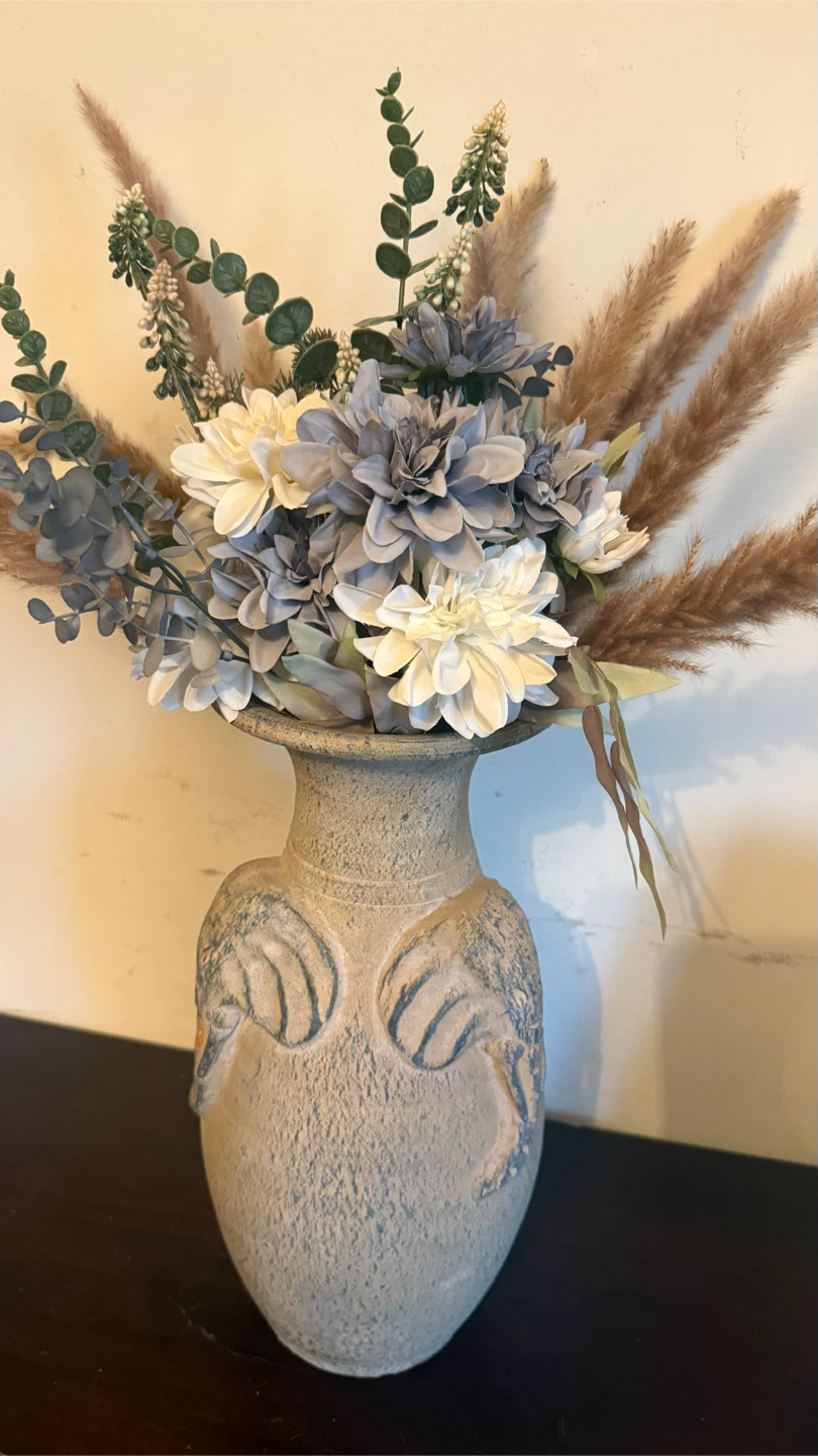 Decorative Vase with Faux Floral Arrangement check more pictures - photo 5