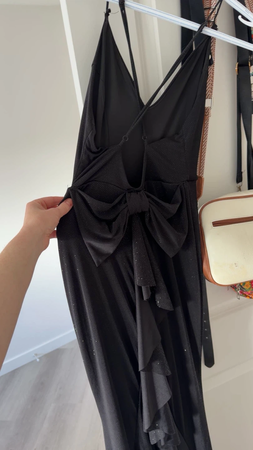 Sparkly Black Maxi Dress with Bow Detail - photo 2
