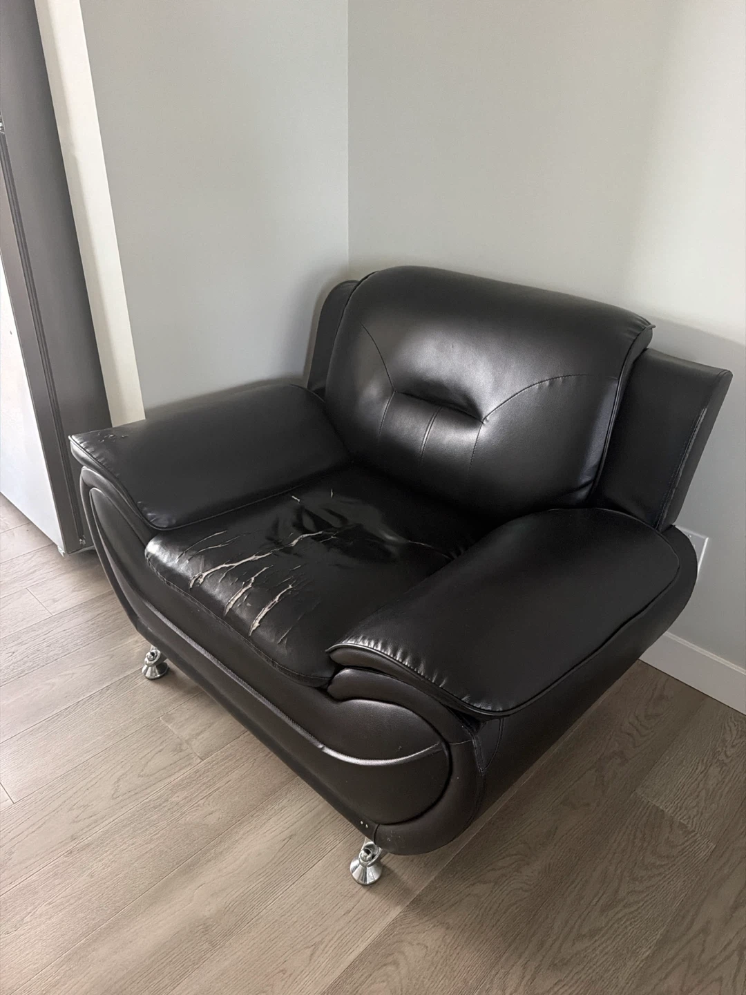 Black Faux Leather Armchair